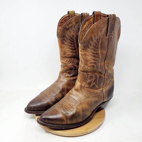 Boulet Boots Mens 9 3E WIDE Brown Leather Cowboy Shoes 1867 HillBilly Golden‎ - Picture 2 of 16